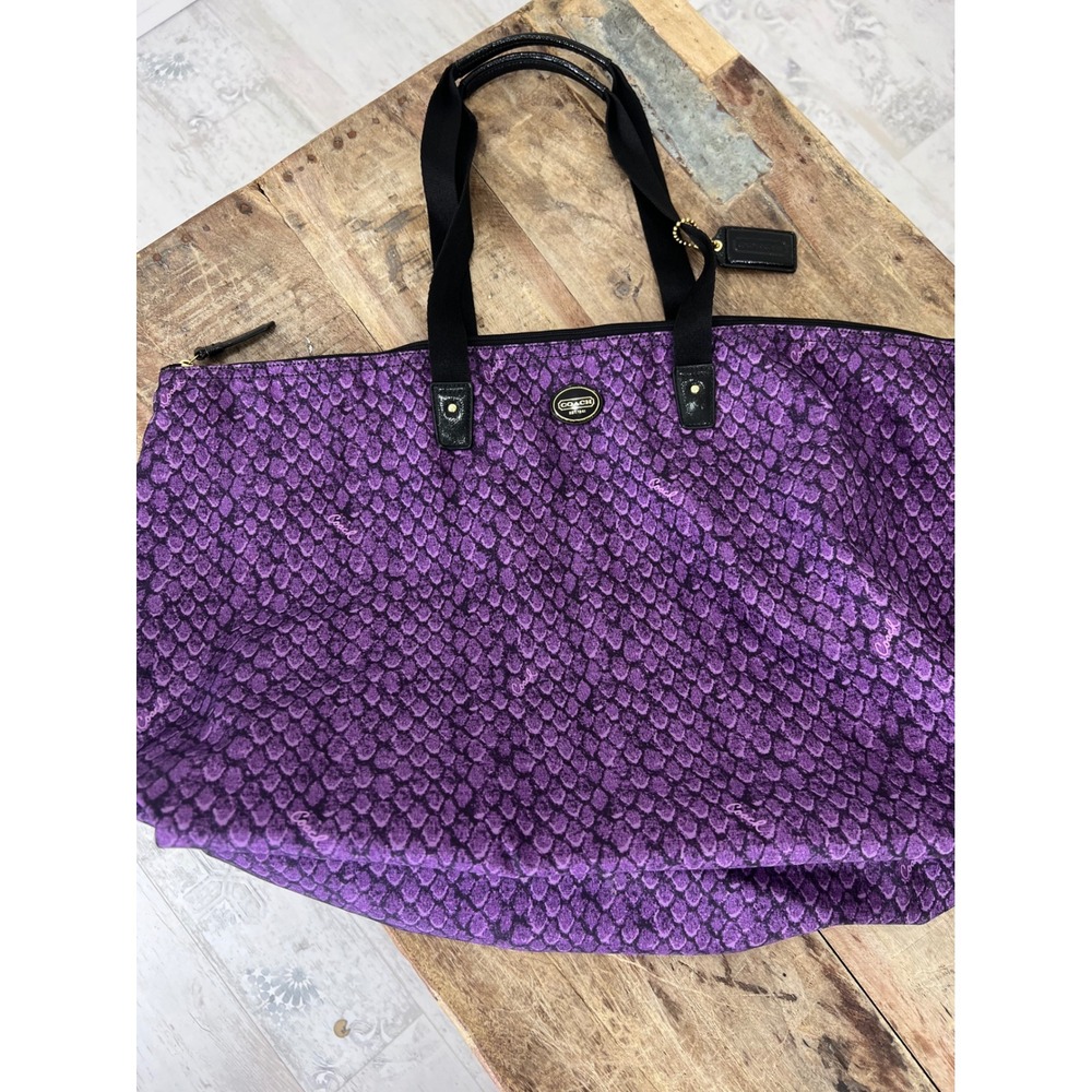 COACH Purple Snake Print Nylon Bag